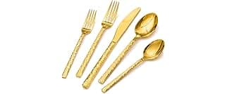 20-Piece Gold Hammered Flatware Set for 4