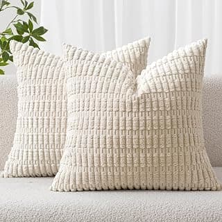 Corduroy Throw Pillow Covers, 18x18 Pack of 2